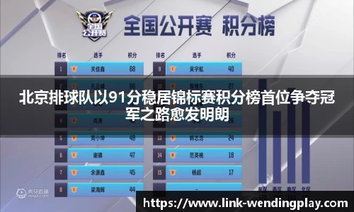 北京排球队以91分稳居锦标赛积分榜首位争夺冠军之路愈发明朗
